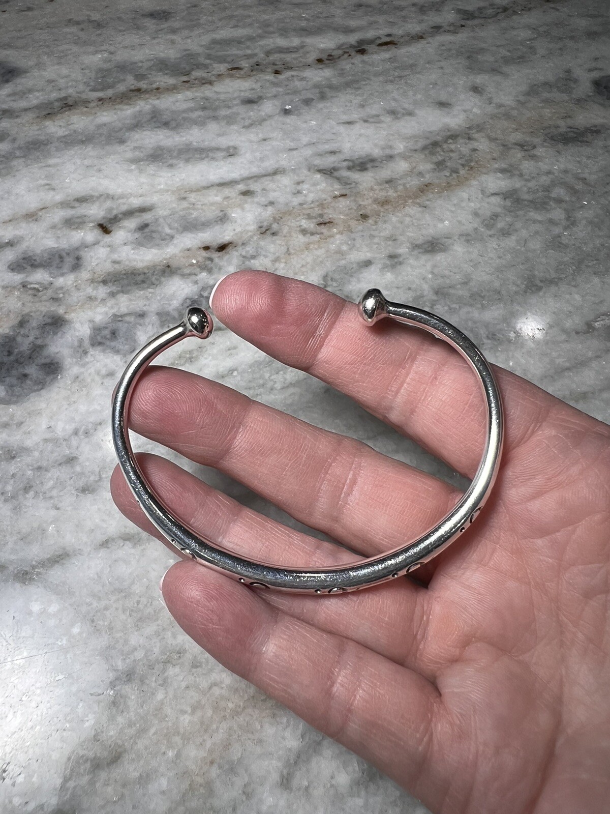 925 Solid Sterling Silver Cuff Bracelet, Detailed… - image 8