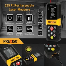 PREXISO 265Ft Rechargeable Laser Measure w/Multi-Measurement Units M/in/Ft steel