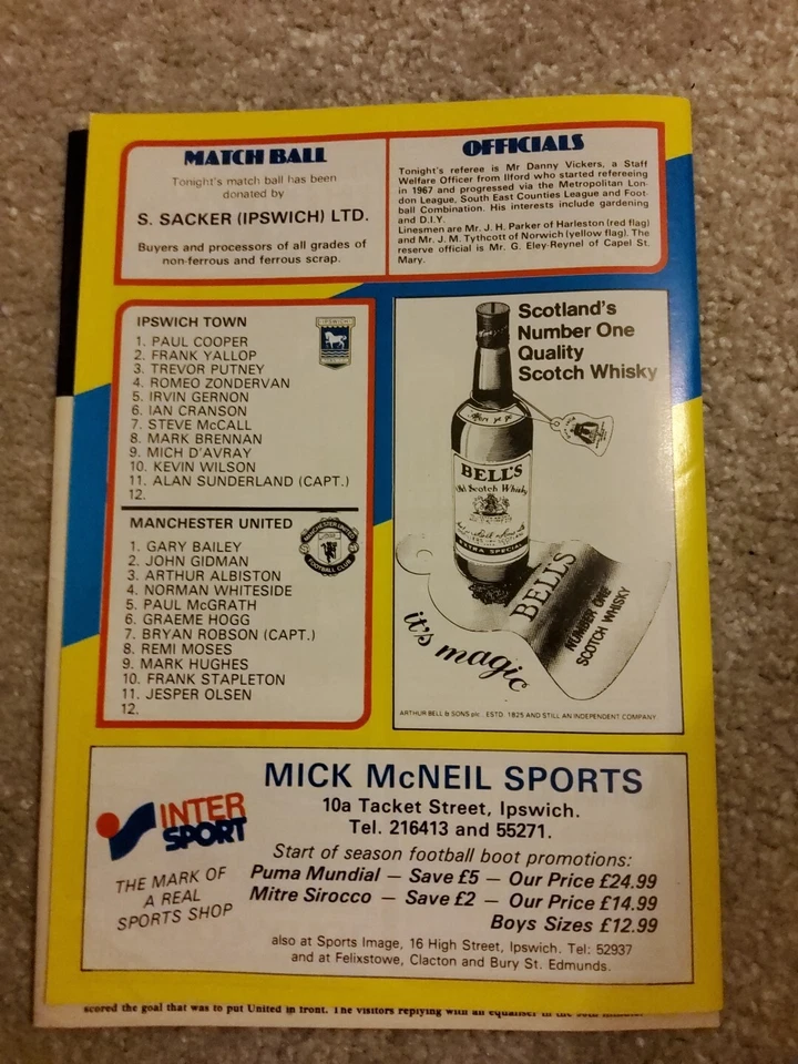 IPSWICH TOWN vs MANCHESTER UNITED HOME & AWAY FOOTBALL PROGRAMME 1985  - Image 3 of 4