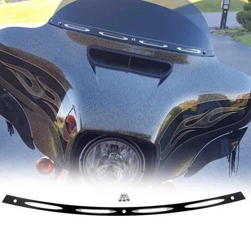 Black 4 Slot Windshield Trim Batwing Fairing For Harley Touring Electra Glide