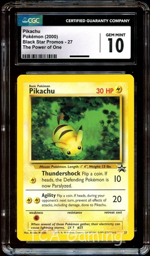 CGC 10 GEM MINT Pikachu # 27 "Bumblebee" WOTC Black Star PROMO Pokemon Card