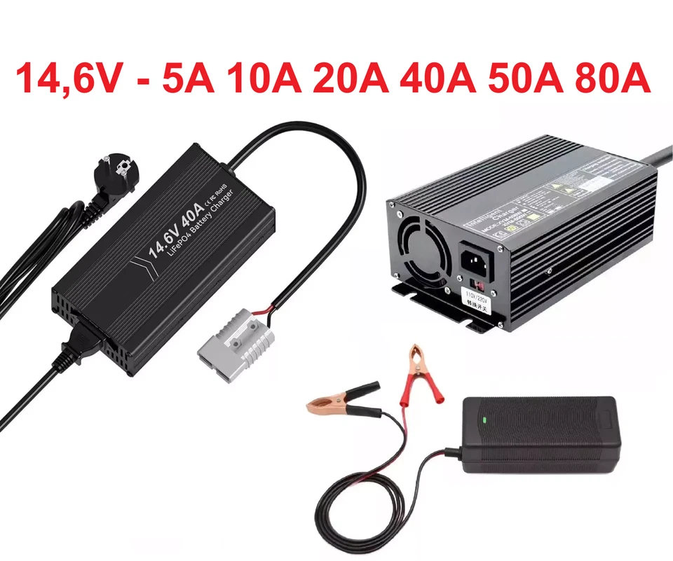 WATTENBERG 14.6V 5A 20A 40A 50A 80A LiFePO4 Akku Ladegerät 12.8V Lithium Batterieladegerät
