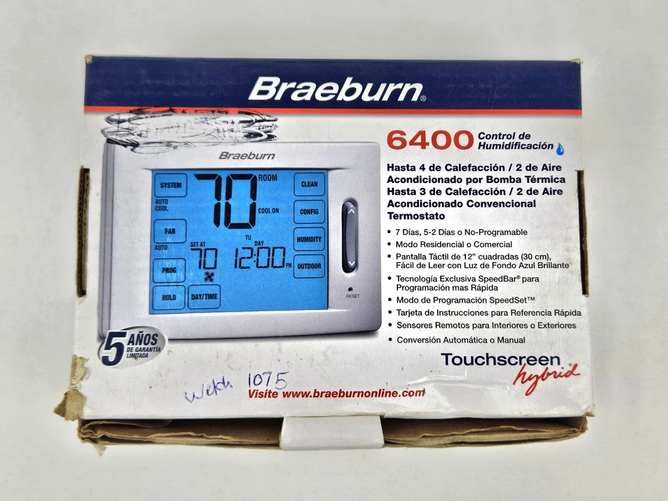 Braeburn 6400 5-2 Day Programmable Touchscreen Hybrid Thermostat White - Image 2 of 4