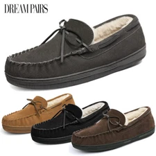 DREAM PAIRS Men's House Slippers Moccasin Loafers Suede Casual Winter Home Shoes