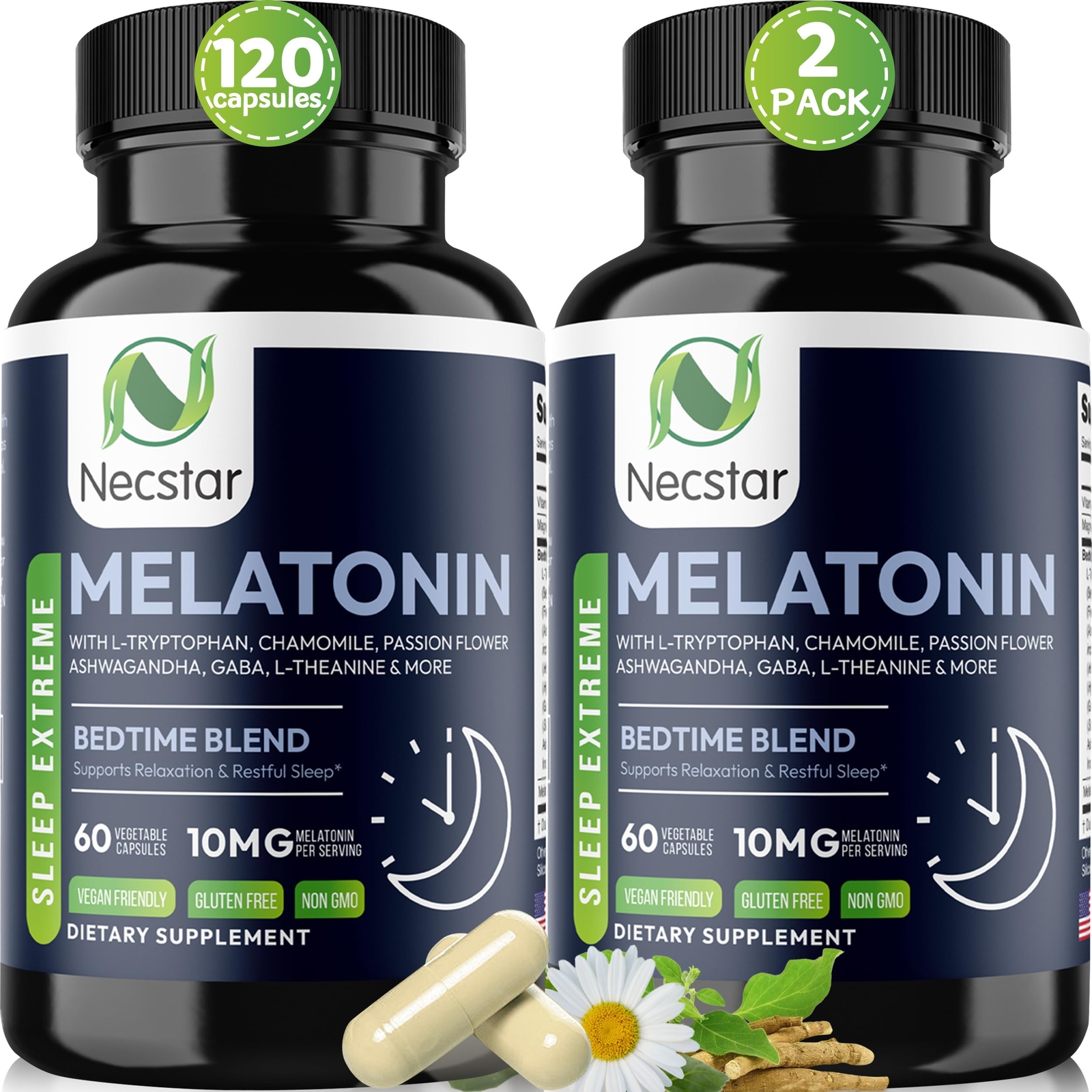 Necstar Melatonin 10mg, Sleep Aid for Adults, Extra Strength with Ashwagandha...
