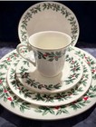 Baum Brothers 5 Piece Place Setting Holly Collection Christmas Dishes Dinnerwear