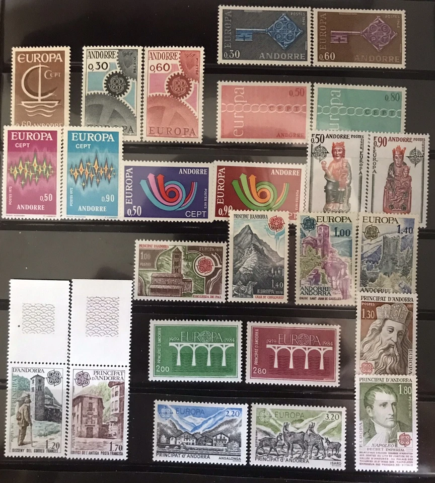 Andorra Francia. Colección Emisiones Europa, MNH Scott CV $150. Juegos completos. Foto 2 de 2
