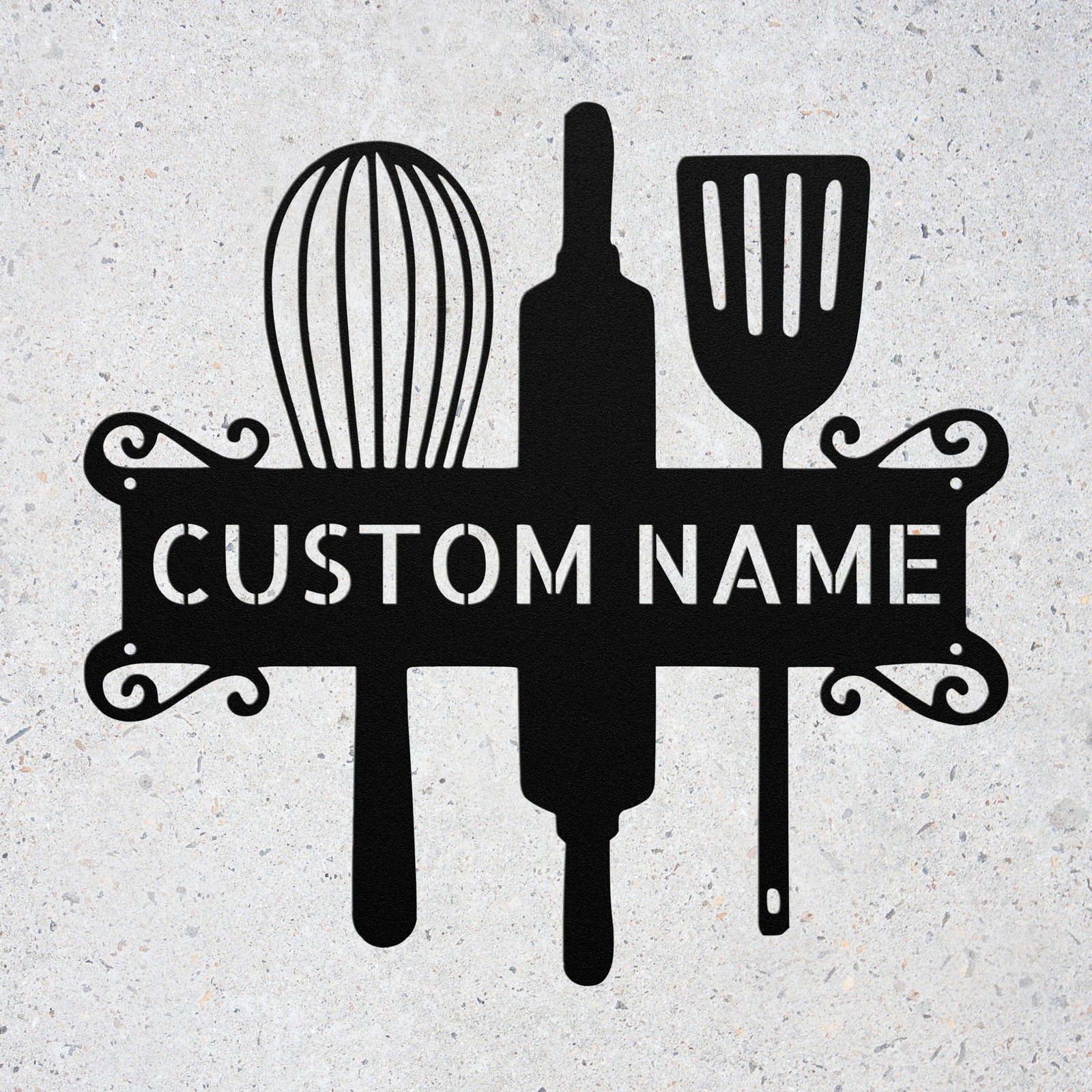 Custom Kitchen Tools Metal Sign Personalized Wall Decor Gift for Cooking Lovers