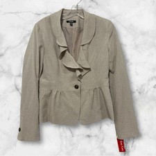 Rafaella Women  s Cream Blazer Ruffles Size 8 570 