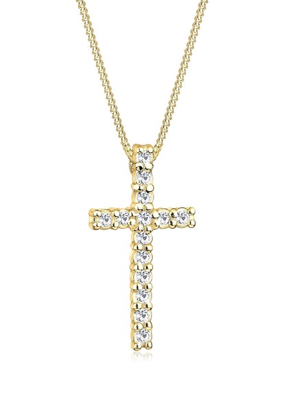 Elli Halskette Damen Kreuz AnhäNger Elegant Mit Kristallen In 925 Sterling-image