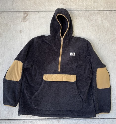 #ad North Face Puffer Jacket Black Beige Reversible Sherpa XL Pullover $35.00