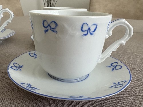 Vista Alegre Ruban Blue 4 Tea Cups & 4 Saucers ~ Made in Portugal - Picture 5 of 22