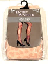 Pantyhose Size 2 Nude Beige Animal Pattern Fashion Tights Nylon Secret Treasures