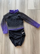 GK Elite Long Sleeve Leotard Rhinestones Gymnastics Leotard Competition Size CS