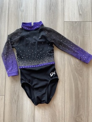 GK Elite Long Sleeve Leotard Rhinestones Gymnastics Leotard Competition Size CS