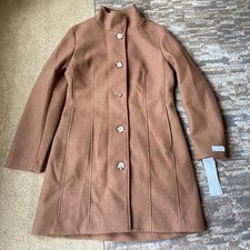 New Calvin Klein Walker Button Closer Coat Tobacco Melange Size Small