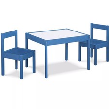 Dorel Home Products 3 Piece Kids Table And Chair Set In Blue/White