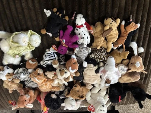 Ty Beanie Babies Retired Original Plush Toys 25 Lot, 1996 Vintage Assorted