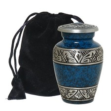 Blue Mini Keepsake Urns for Funeral Ashes Men Women - Beautifully Detailed En...