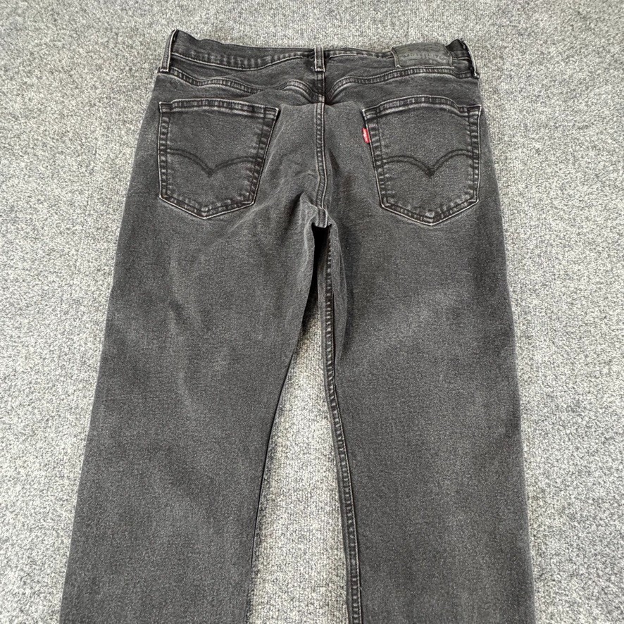 Levi's Jeans 502 Mens 34x32 Slim Tapered Fit Flex Black Denim Distressed Work thumbnail 5