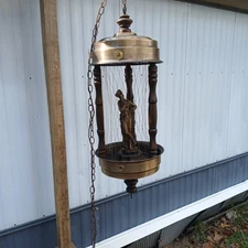31" Vintage Greek Godess Oil Raining Hanging Light
