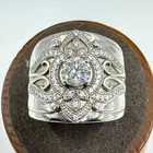 VTG Sterling Silver 925 Cubic Zirconia Scroll Design Wide Band Ring Size 11