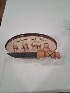 Indian Engraved Knife With Founding Father's  Plaque
