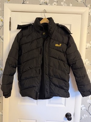 Jack Wolfskin Atmosphere Puffer Jacket Men s XL Black Hooded Winter Coat