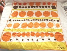 Vintage Vera Signed Square Silk Polka Dot Scarf Yellow/Orange/Brown 22"