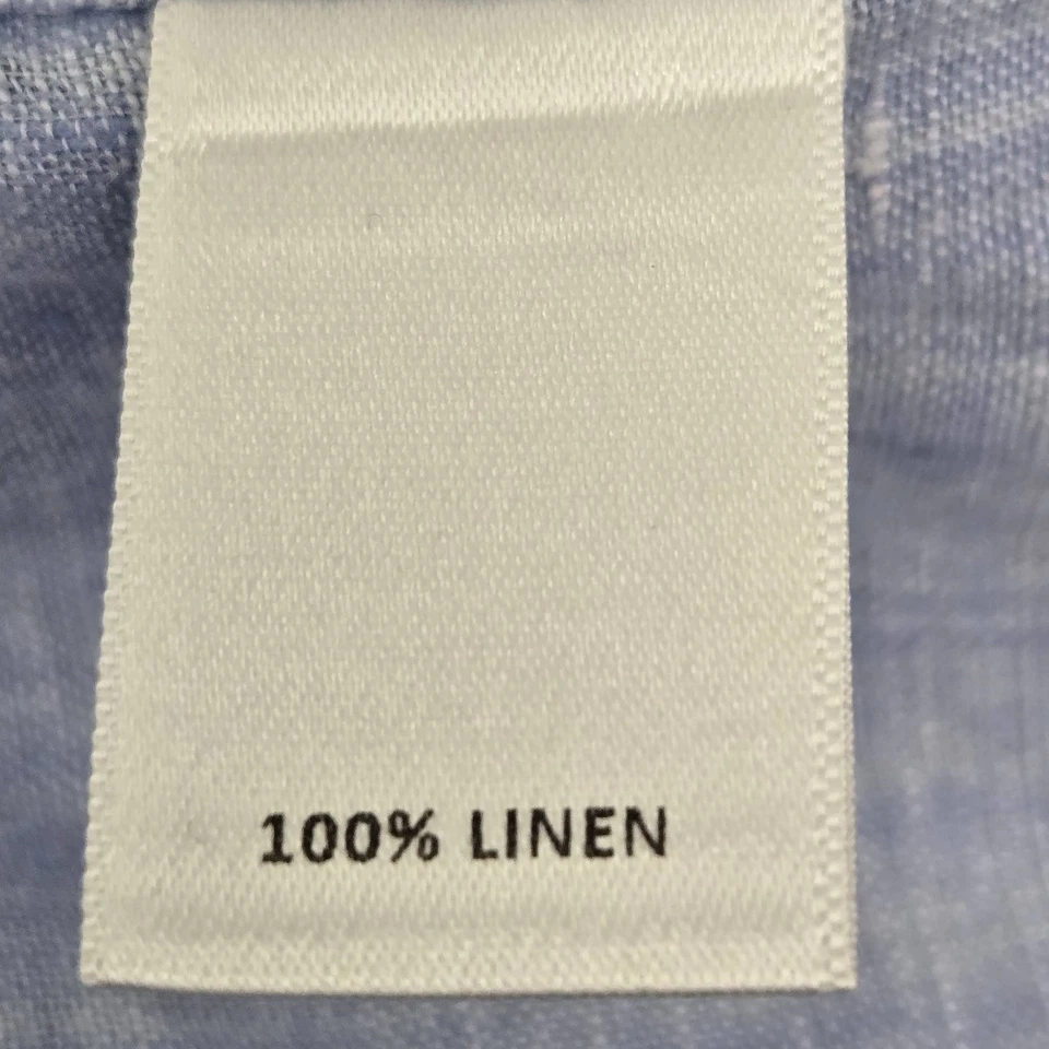 Camisa masculina Murano com botões L azul claro linho Baird Mcnutt manga longa - Imagem 4 de 4