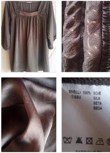 Women Cacharel Shirt Brown Silk 38 / M / 46