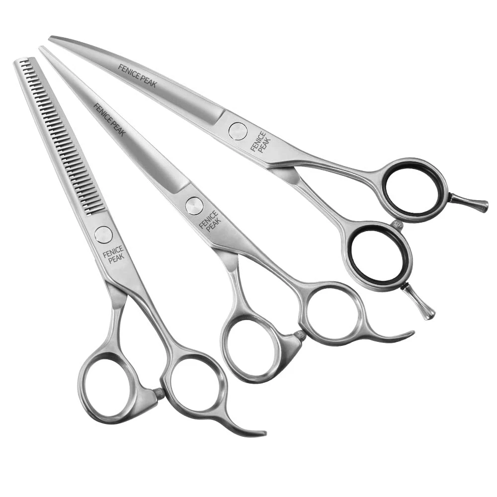 Fenice Peak 3pcs Dog Grooming Scissors Set Straight Thinning Curved Shears St...
