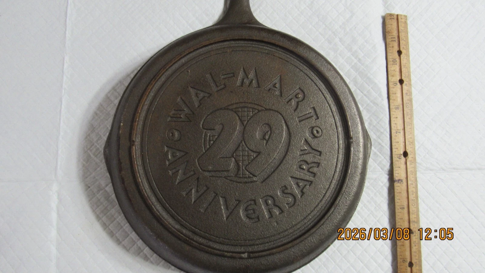 Lodge 29th Anniversary WAL-MART Cast Iron Skillet 10" RARE Embossed bottom