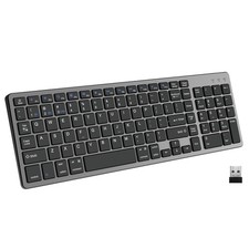 Wireless Keyboard with 102 Keys, Bluetooth and 2.4 GHz Wireless, Low Profile,...