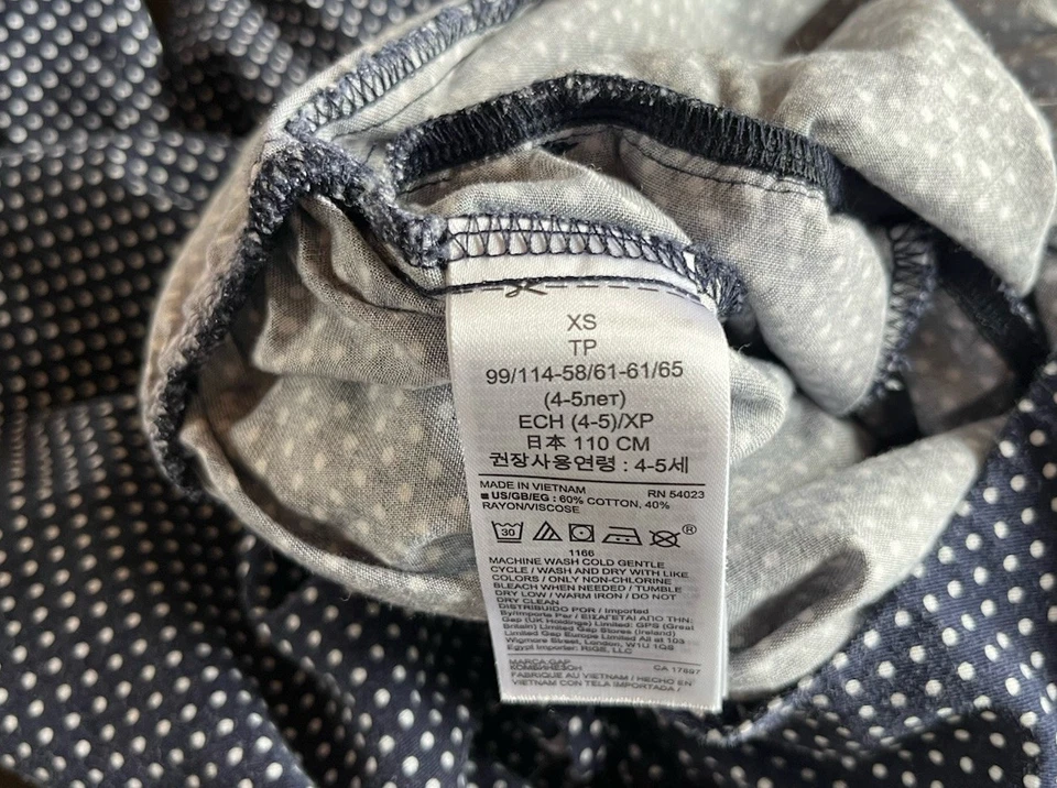 GAP KIDS Navy White Polka Dot Sleeveless Jumper Little Girl’s size XS (4-6) - Image 4 of 4