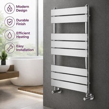 Chrome Towel Rail Polished Chrome Flat Panel Small Bathroom Radiator 800 x 500mm