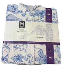 Members Mark Womens Size 20 XX-Large Pajamas Notch Collar Button Shirt Pants Set