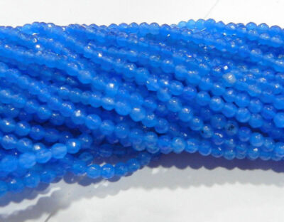 Genuine natural 4mm Blue Sapphire Faceted Gems Round Loose Beads 15''