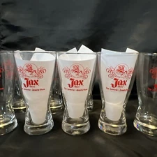 9 Vtg JAX Beer Glass Glasses Fabacher Family New Orleans Andrew Jackson Barware