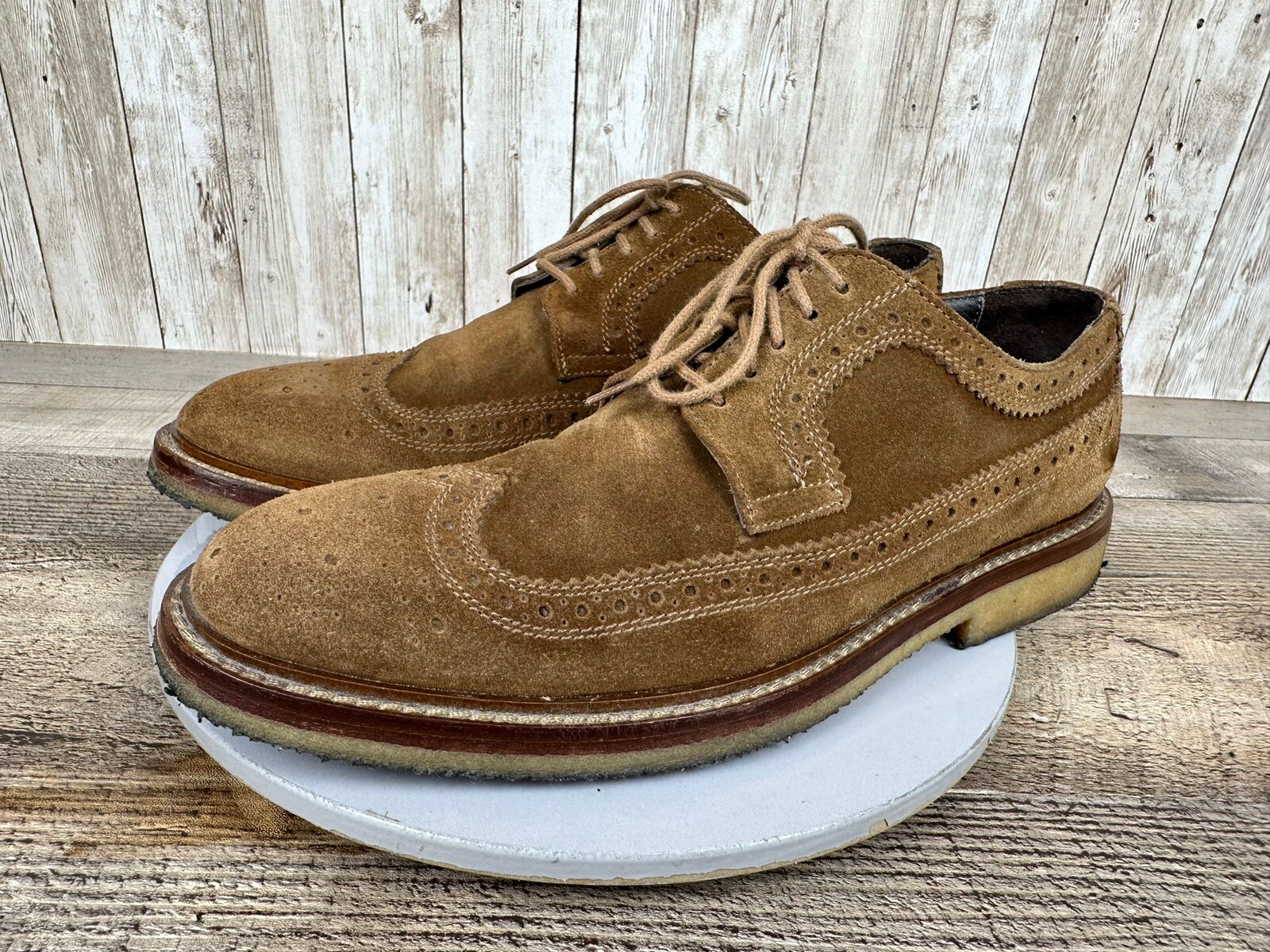 SAOLA To Boot New York Adam Derrick scarpe casual da uomo scamosciate marroni lunghe punta alare taglia 7