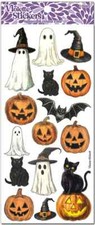 Violette Stickers 2 Sheets Holographic Halloween Ghosts Pumpkins Black Cats Bat