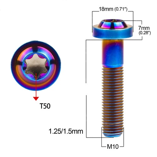 Titanium Bolt M10×20~65mm Torx Socket Head Multi-Color Motorcycle Modification - Picture 3 of 6