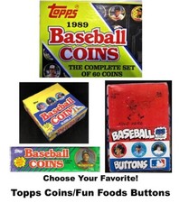 Topps 1989/1990 Coins & Fun Foods 1984 Pins-Pick!