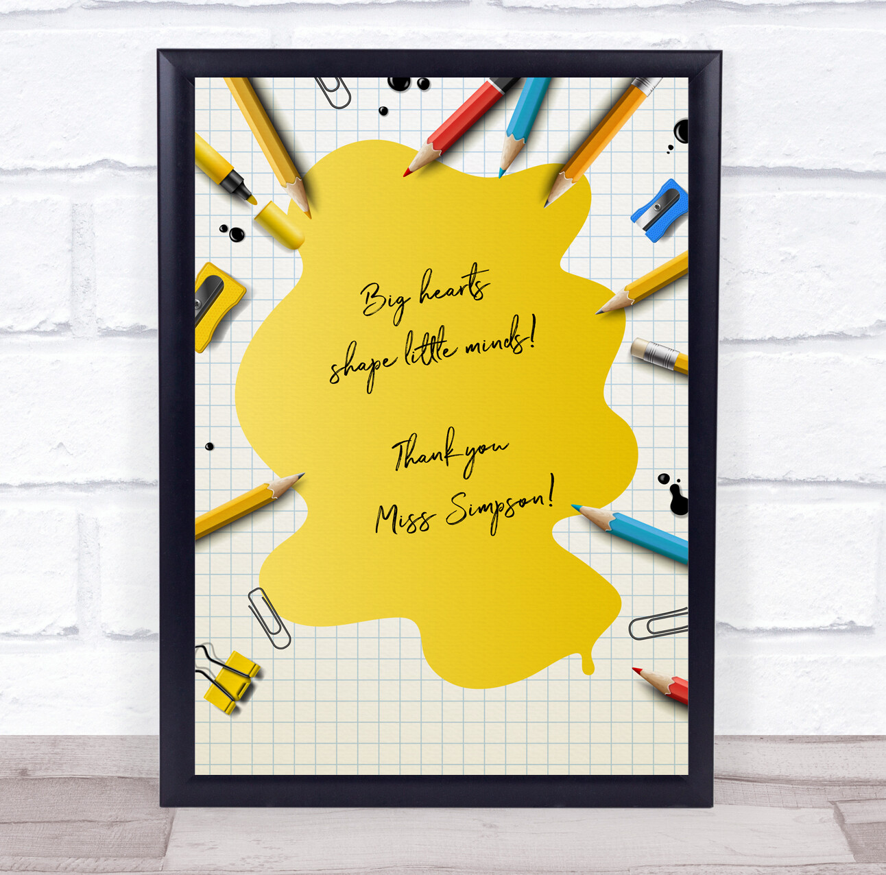 Colourful Pencils Thank You Teacher Personalised Wall Art Gift Print-image