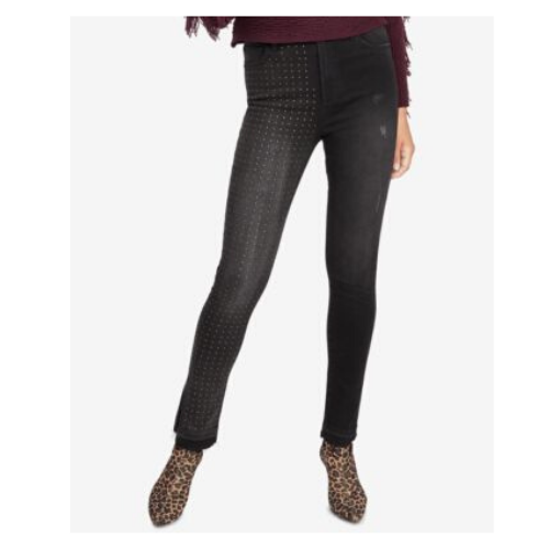 RACHEL RACHEL ROY Womens Gray Stretch Pocketed Zippered Lace Animal Print High Waist Pants main image 1