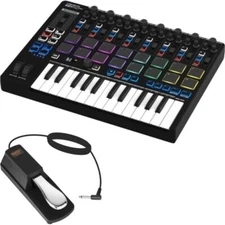 Reloop Keypad Pro USB-MIDI Controller w/  Auray FP-P1L Universal Piano Pedal Kit