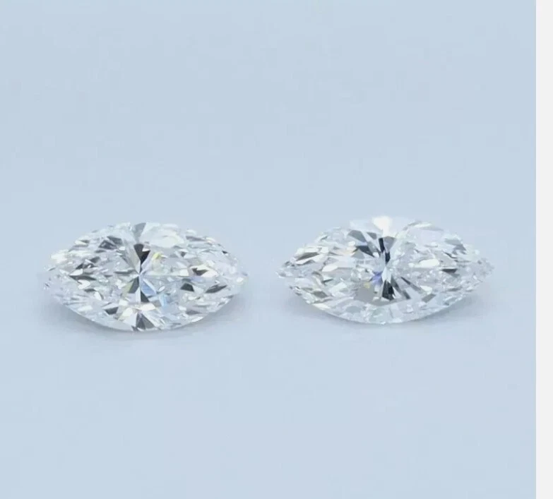 Loose CVD Diamond IF Clarity Lab Grown Pair Marquise D Color 2 x 4 mm Certified - Image 4 of 4