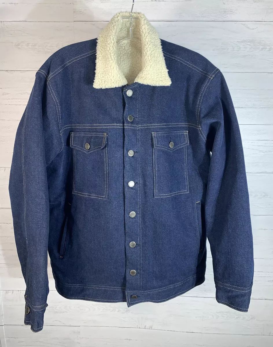 Vintage Blue Sherpa Lined Denim Work Jacket