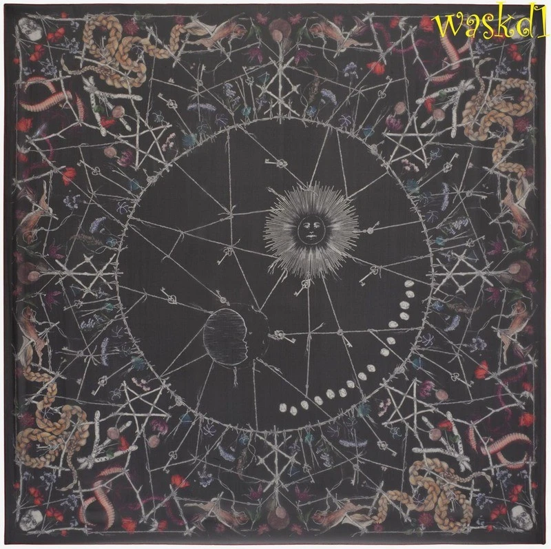 ALEXANDER MCQUEEN Negro Luna Sol Llaves TRAMPA DEL DIABLO Seda Gasa 52" Bufanda Nueva con Etiquetas Auténtica Foto 2 de 4