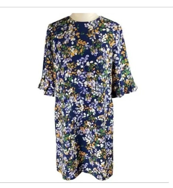 APPLESEED'S PETITES Size 16P Navy Blue Floral Print Dress Fully Lined eBay